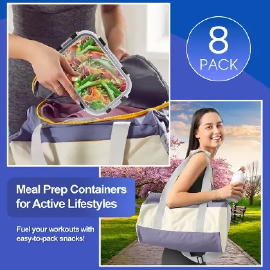 Sorbus 16 Piece Glass Meal Prep Containers with Airtight Lids - Preserves Freshness, Oven Safe, durable, BPA-free image {4}