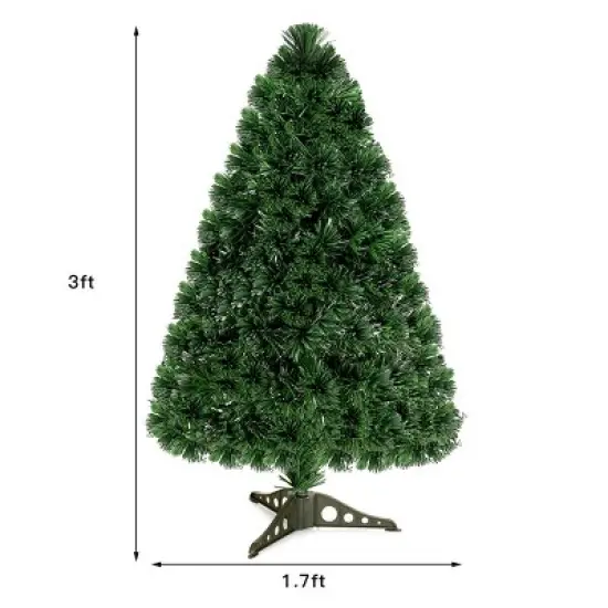 Costway Pre-Lit Fiber Optic Artificial PVC Christmas Tree Tabletop 3Ft image {2}