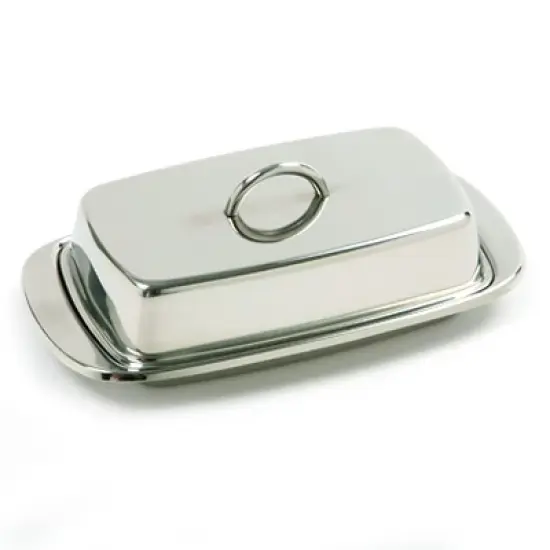 Norpro Durable Stainless Steel Double Wide Covered Butter Dish with Lid image {5}