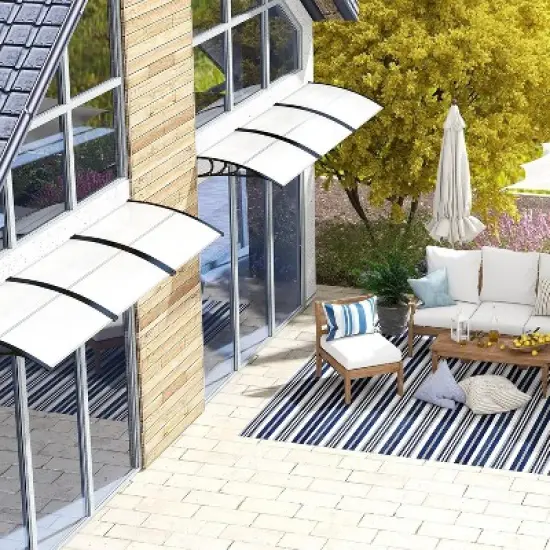 Tangkula 2PCS 48" x 40" Window Awning Door Canopy Exterior Awning Canopy Patio Black image {3}