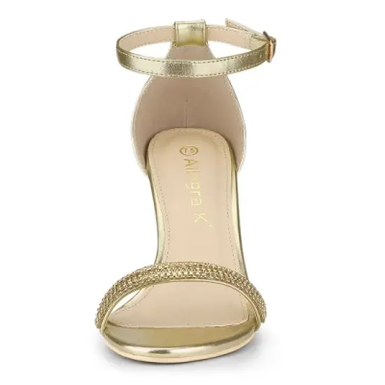 Allegra K Women's Stiletto Heels Rhinestone Ankle Strap Sandals image {1}