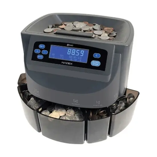 Nadex Coins&trade; S540 Coin Counting Sorter and Coin Roll Wrapper in Gray image {3}