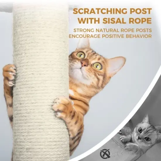 Whisen 78" Cat Tree Tower with Large Condo, Sisal Scratching Post, Hammock & Top Platform image {3}