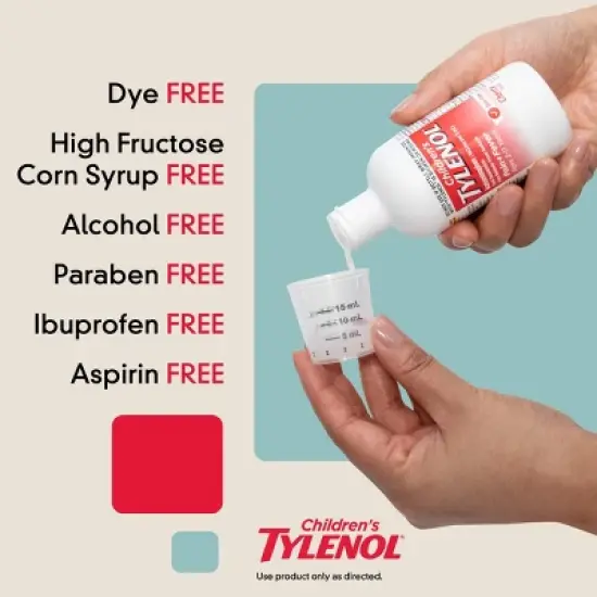 Children's Tylenol Dye-Free Pain + Fever Relief Liquid - Acetaminophen - Cherry - 4 fl oz image {3}