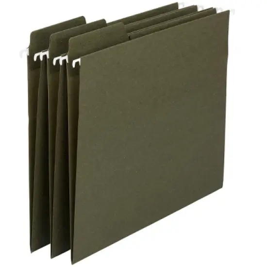Smead 100% Recycled FasTab  Hanging File Folder,  1/3-Cut Built-In Tab, Letter Size, Moss, 20 per Box (64037) image {3}