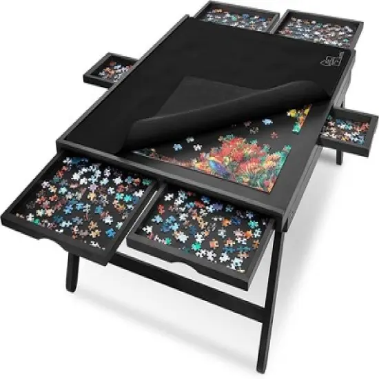 Jumbl 27x35" Jigsaw Puzzle Board Rack w/Legs, Mat & 6 Drawers  image {10}