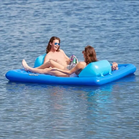 Solstice by Swimline Face to Face Conversation Pool Lake Lounger Float with Double Cushion Pillows, Cup Holders, and Center Cooler for Kids and Adults image {4}