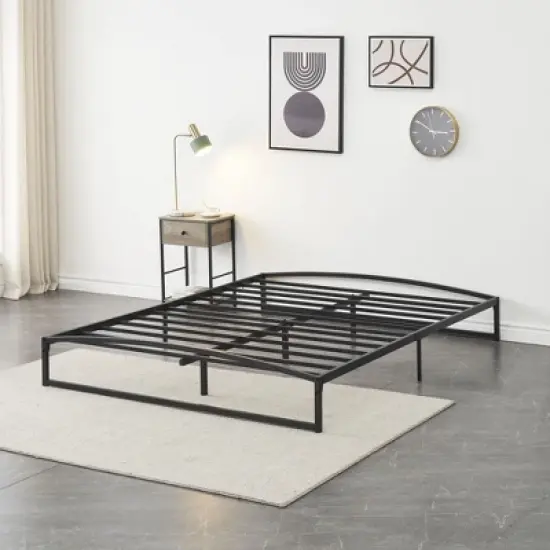 6/10 Inch Twin/Full/Queen/King Size Platform Metal Bed Frame Low Profile with Storage_Black/White image {6}