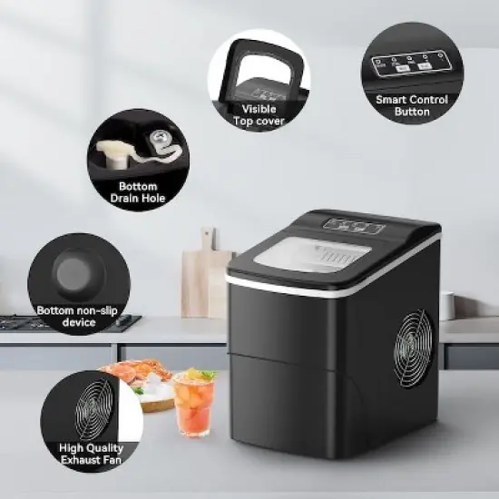 Kismile 26-lbs. Ice Per day Countertop or portable Bullet Ice Maker image {2}