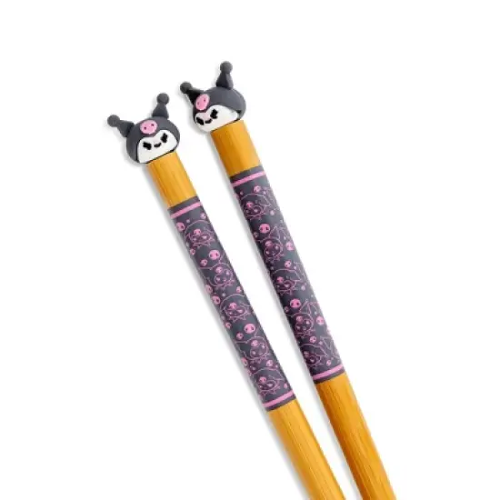 Silver Buffalo Sanrio Kuromi 2-Pair Bamboo Chopstick Set With Ceramic Rests image {2}