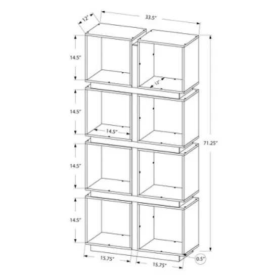 71" Hollow Core Bookcase - White/Gray - EveryRoom image {3}