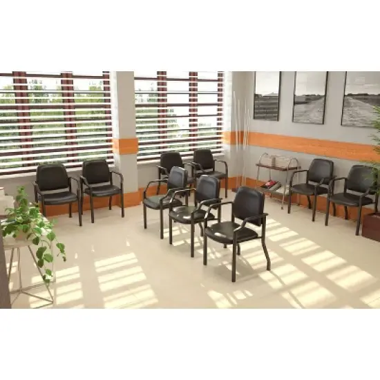 300lbs Guest Chair Antimicrobial Black - Boss Office Products: Sturdy Mid Back, Metal Frame, Easy Clean image {1}