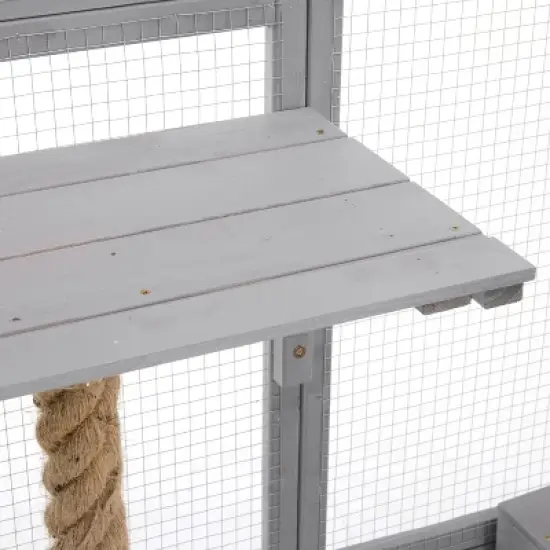 Gulches Light Grey Outdoor Cat House with Two Condos and Platforms image {14}