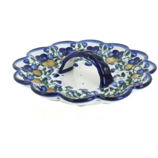 Blue Rose Polish Pottery 19B WR Unikat Egg Plate image {3}