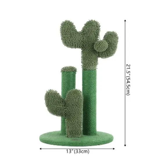 Marfa Modern Jute Triple-Cactus Cat Scratching Post with Fuzzy Toy image {3}