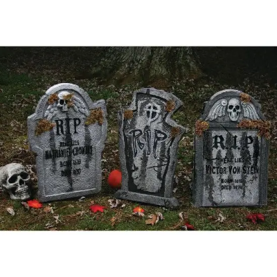 Fun World 22-inch Mossy R.I.P Tombstone Decoration image {2}