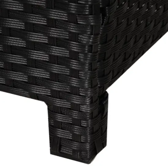 Outsunny 20" Outdoor Ottoman, PE Plastic Rattan Wicker, Fade-Resistant Patio Footrest with Soft Cushion, Steel Frame image {4}