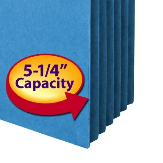 Smead File Pocket, Straight-Cut Tab, 5-1/4" Expansion, Legal Size, Blue, 10 per Box (74235) image {5}
