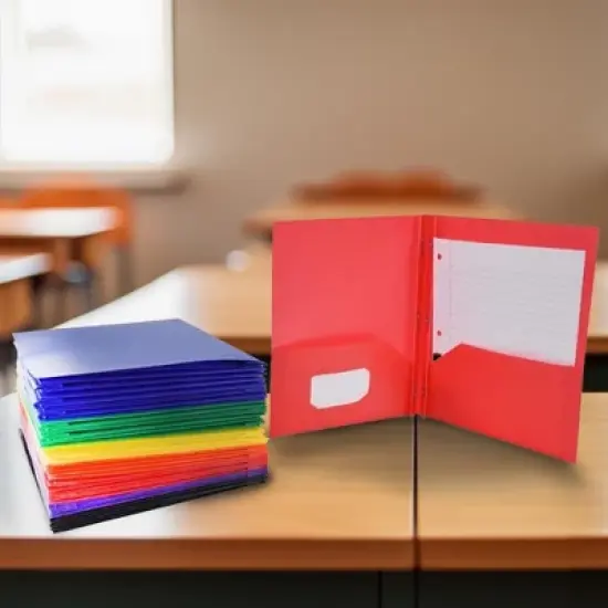 FOLDER SCHOOL SMART TWO-POCKET HEAVYWEIGHT POLY WITH FASTENERS image {5}