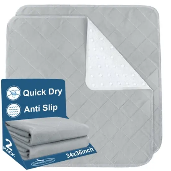 Biloban- 2 Pack Changing Pads, Underpad Washable, Incontinence Bed Pads，Gray 34&ldquo;x36&rdquo; image {8}