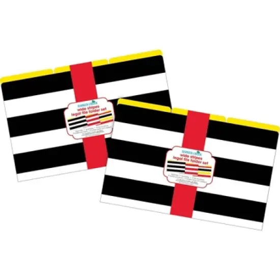 Barker Creek 18pk Buffalo Plaid & Wide Stripes Legal Size File Folders Design Set: 15" Cardstock, Multicolor, Top Tab image {2}