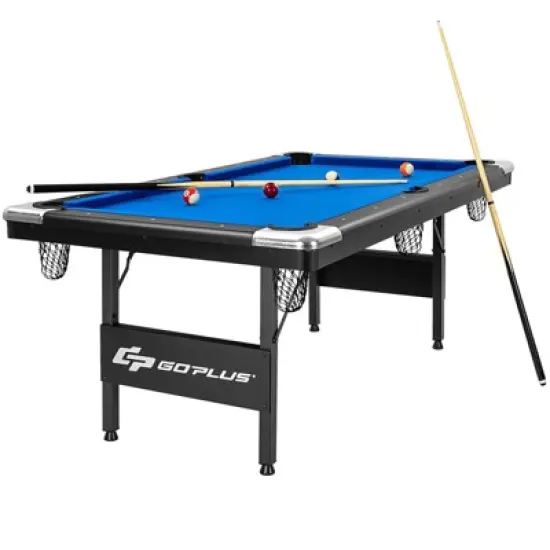 Costway 6 FT Billiard Table 76 Inch Foldable Pool Table Perfect for Kids and Adults Blue image {9}