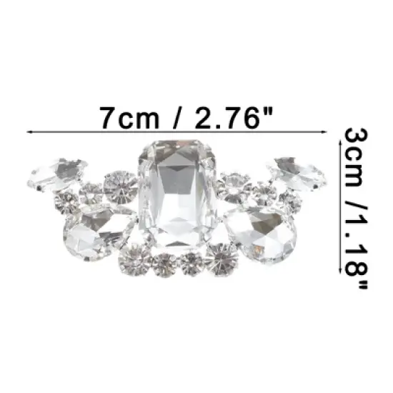 Unique Bargains Women's Rhinestone Shoe Buckle 2.76"x1.18" Silver Tone 2 Pcs image {1}