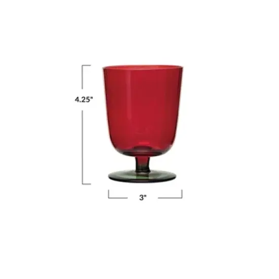 Storied Home 8 oz. Stemmed Fluted Drinking Glass, Green and Red image {1}