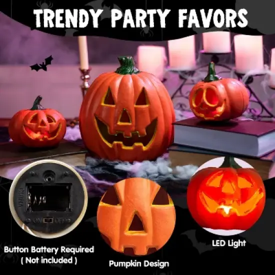 Joyfy 5 Packs Halloween Light up Jack-o&rsquo;-Lantern Combo Set, Pumpkin Prop with LED Light Halloween Tabletop Decorations Props  Decor image {2}