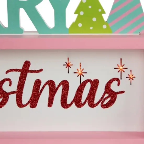 Northlight Lighted "Merry Christmas" Shadow Box Christmas Tree Decoration - 10" - Multicolor image {5}