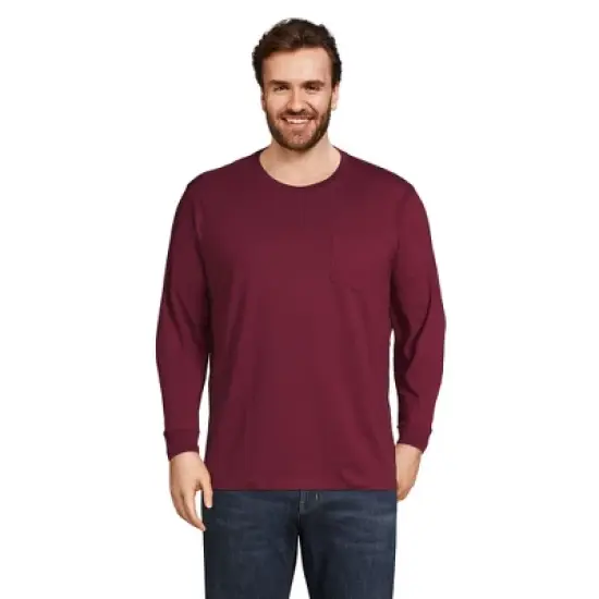 Lands' End Men's Super-T Long Sleeve T-Shirt with Pocket image {11}
