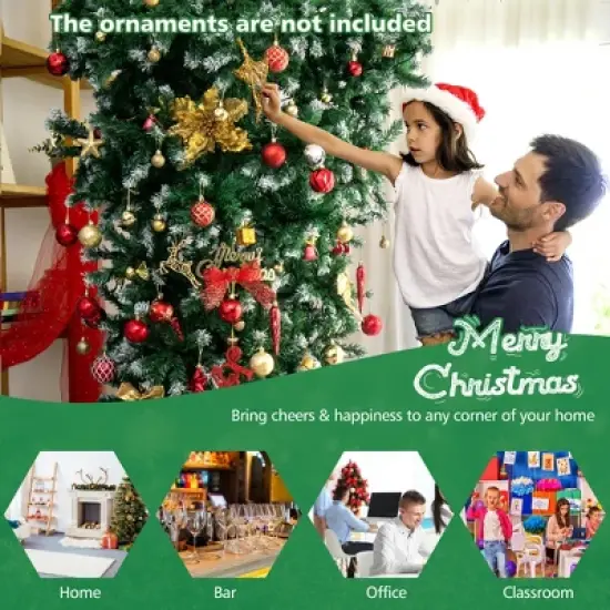 Costway 7.5FT Pre-Lit Snowy Upside Down Christmas Tree 1100 Tips w/ 400 Lights & 8 Modes image {4}