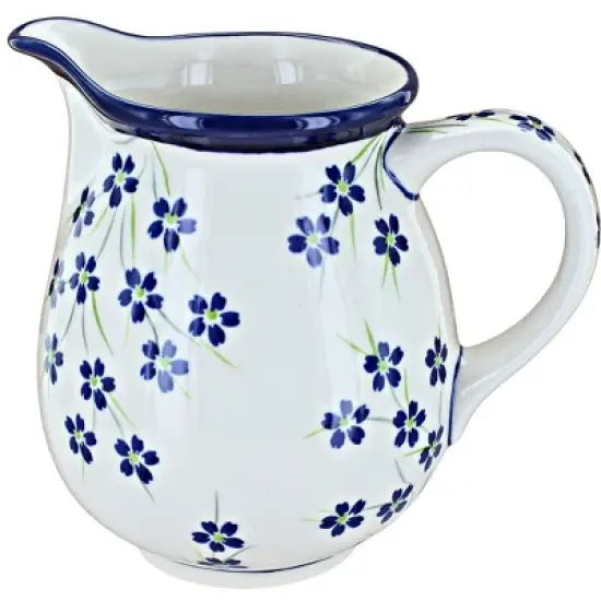 Blue Rose Polish Pottery 951 Zaklady Small Pitcher image {8}