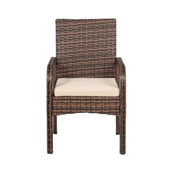 WestinTrends 3-Piece Rattan Wicker Modern Converstaion Seating Set, Brown/Beige image {1}