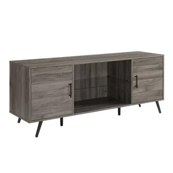 2 Door Mid-Century Modern Wood Storage TV Stand for TVs up to 65" - Saracina Home image {13}