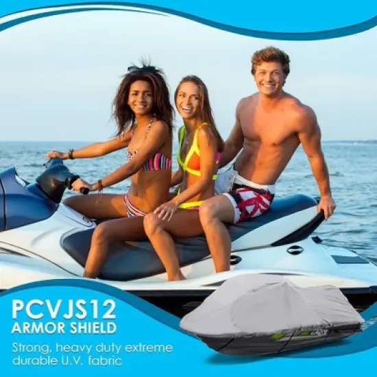 Pyle Jetski Protective Storage Cover for Weather Protection with Marine Grade Waterproof, Fits 118''-126'' image {3}