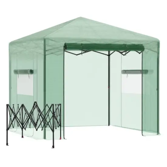 OutsunnyPortable Pop-up Walk-in Greenhouse with Roll-up Door image {8}