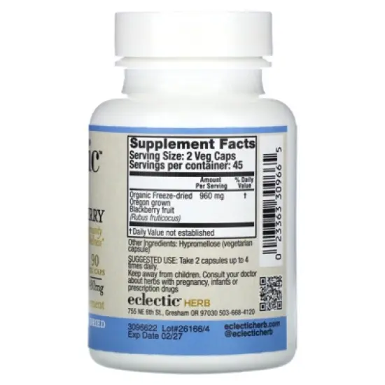 Eclectic Herb Freeze-Dried, Blackberry, 90 Veg Caps (480 mg per Capsule) image {1}
