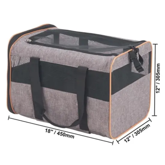 VEVOR Cat Carrier with Wheels, Airline Approved Rolling Pet Carrier with Telescopic Handle and Shoulder Strap, Dog Carrier with Wheels, Grey image {7}