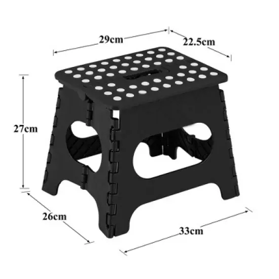 VECELO Folding Step Stool 11/13 in. Non-Slip Surface Portable Foldable  1 Step Stool  with Carry Handle, Heavy Duty Stool image {2}