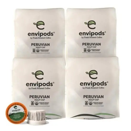 Fresh Roasted Coffee Medium Roast Organic Peruvian Half Caf - 48ct compostable envipods image {8}
