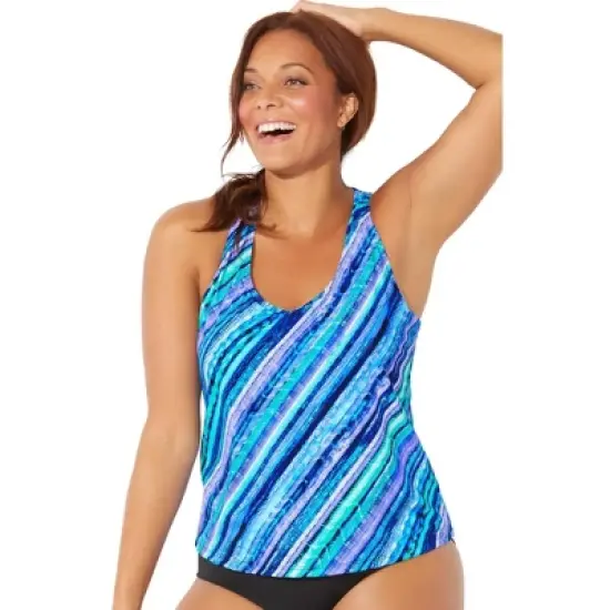 Swimsuits for All Women&rsquo;s Plus Size Chlorine Resistant Racerback Tankini Top image {1}