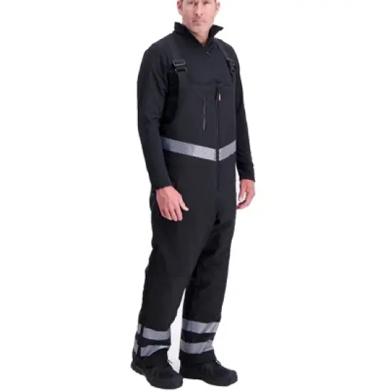 RefrigiWear Mens Insulated Softshell Enhanced Visibility Reflective Bib Overalls image {5}