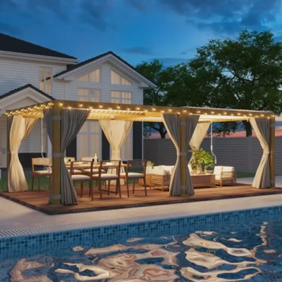 EROMMY 24 Ft. W X 12 Ft. D Louvered Pergola With Louvered Roof For Decks, Gardens And Backyards image {8}