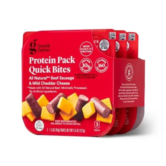 Cheddar Cheese & Beef Sausage Protein Pack Quick Bite - 4.5oz/3ct - Good & Gather&trade; image {3}