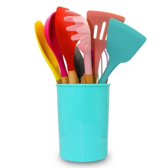 Cheer Collection 12 Piece Non-Stick Silicone Spatula Set with Wooden Handles image {7}