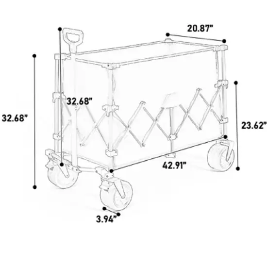 DOMETOUR Collapsible Beach Wagon, Heavy Duty Folding Utility Cart 300L, Big All-Terrain Wheels & Drink Holders, Beige image {13}