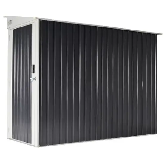 Outsunny Garden Metal Storage Shed, Outdoor Lean to Tool house with Lockable Door, 2 Air Vents & Steel Construction for Backyard, Patio, Lawn, Garage image {7}