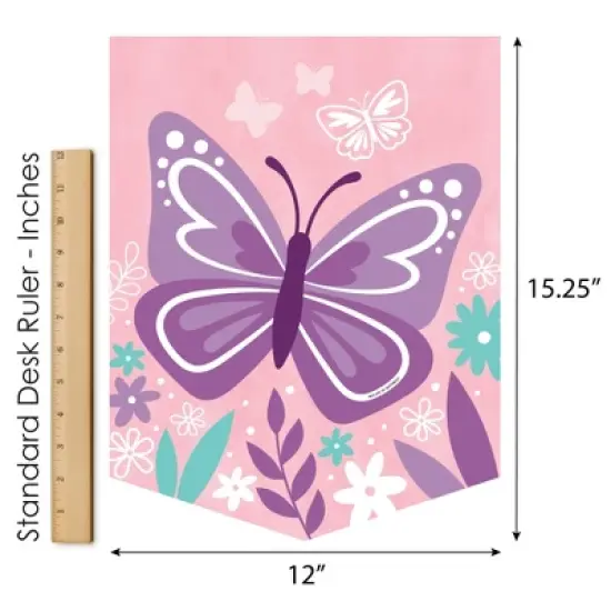 Big Dot of Happiness Beautiful Butterfly - Outdoor Home Decorations - Double-Sided Floral Baby Shower or Birthday Garden Flag - 12 x 15.25 inches image {4}