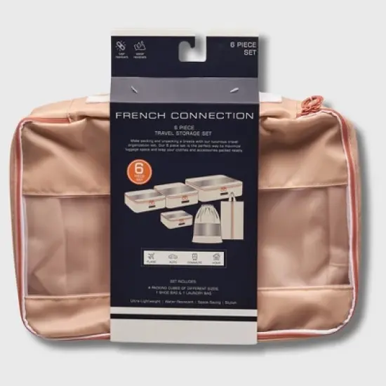 French Connection 6pc Packing Cube Set - Travel Storage Set for Luggage image {4}